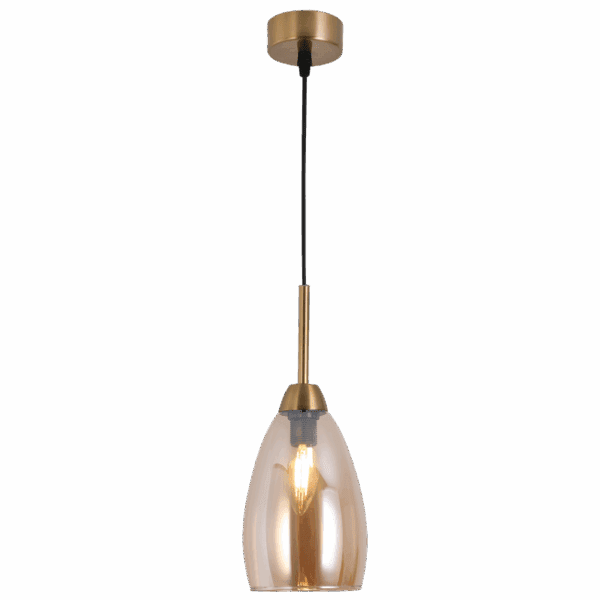 Brightstar PEN812/1 GD Metal with Amber Glass Pendant