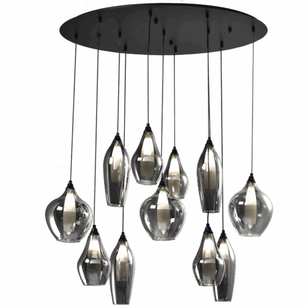 Brightstar PEN847/11 SMOKE Metal Pendant with Smoke Colour Outer Glass and Frosted Inner Glass