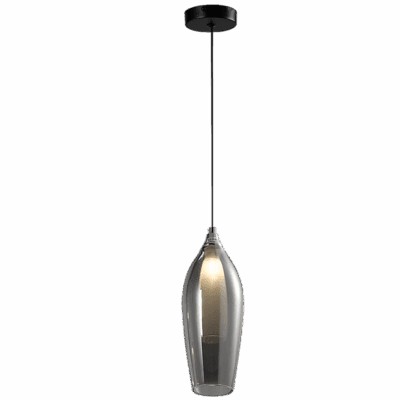 Brightstar PEN848/1 SMOKE Metal Pendant with Smoke Colour Outer Glass and Frosted Inner Glass