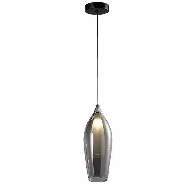 Brightstar PEN848/1 SMOKE Metal Pendant with Smoke Colour Outer Glass and Frosted Inner Glass