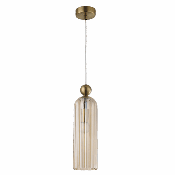 Brightstar PEN855 GD Metal Pendant with Cognac Colour Glass