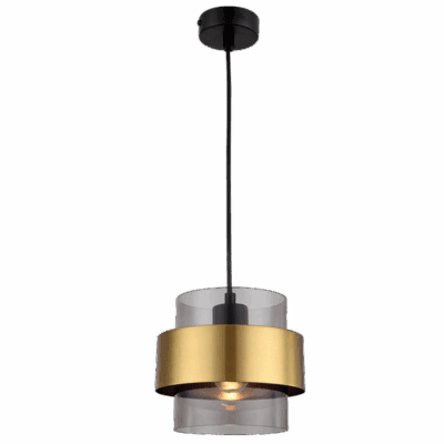 Brightstar PEN856 GD Metal Pendant with Smoke Colour Glass