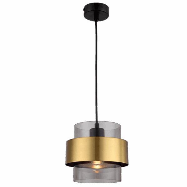 Brightstar PEN856 GD Metal Pendant with Smoke Colour Glass