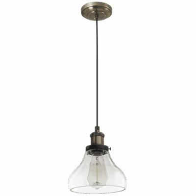 Brightstar PEN920/1 CLEAR Antique Brass Pendant with Clear Glass