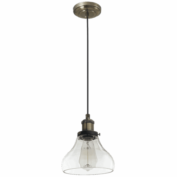 Brightstar PEN920/1 CLEAR Antique Brass Pendant with Clear Glass