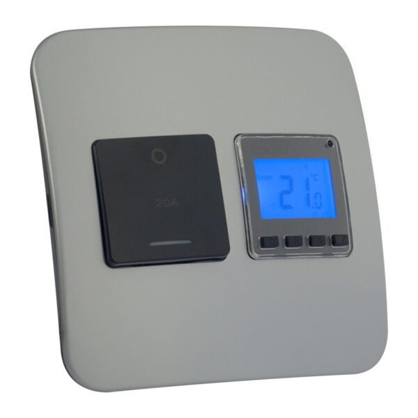 Veti 1 - Digital Thermostat with Isolator Switch - Black + Silver Complete