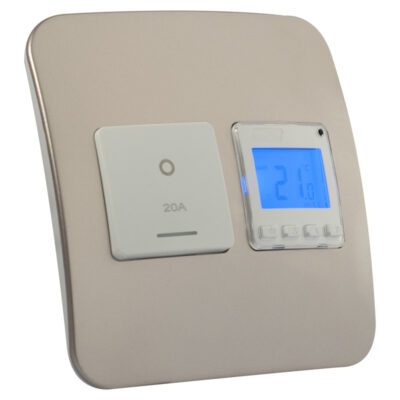 Veti 1 - Digital Thermostat with Isolator Switch - White + Champagne Complete