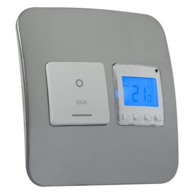 Veti 1 - Digital Thermostat with Isolator Switch - White + Silver Complete