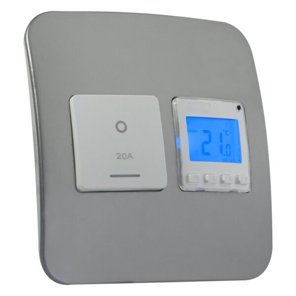 Veti 1 - Digital Thermostat with Isolator Switch - White + Silver Complete