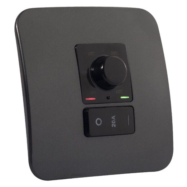 Veti 1 - Rotary Thermostat with Isolator Switch - Black + Gun Metal Complete