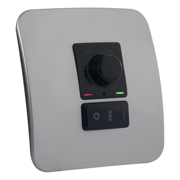Veti 1 - Rotary Thermostat with Isolator Switch - Black + Silver Complete