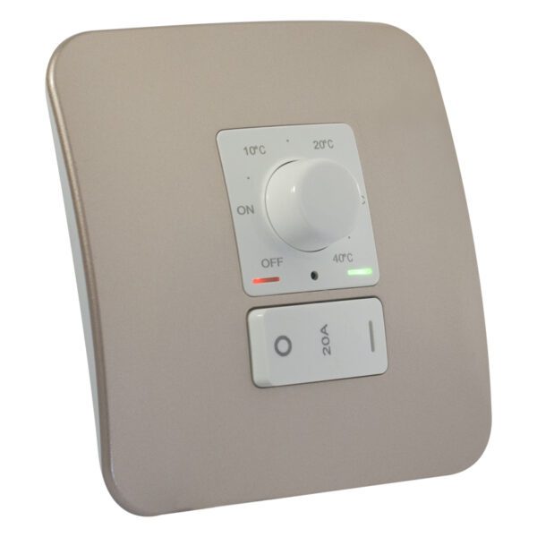 Veti 1 - Rotary Thermostat with Isolator Switch - White + Champagne Complete