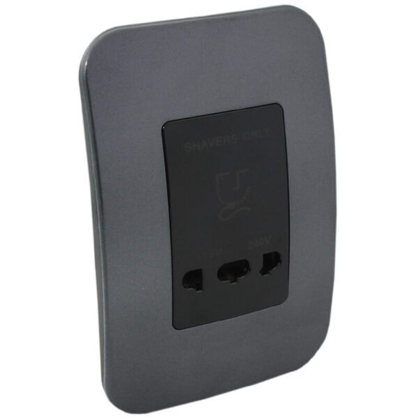 VETi 1 - Shaver Wall Socket - Black + Gun Metal Complete