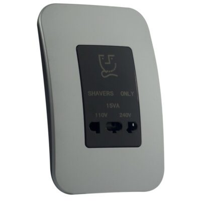 VETi 1 - Shaver Wall Socket - Black + Silver Complete
