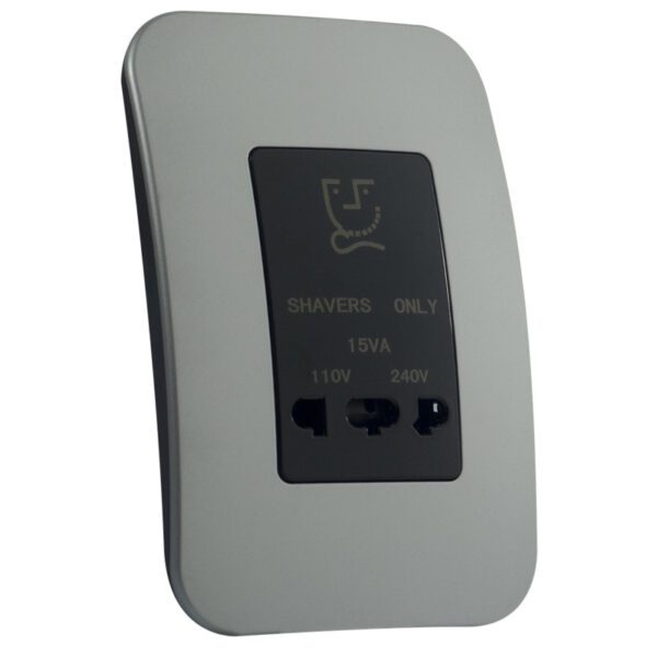 VETi 1 - Shaver Wall Socket - Black + Silver Complete