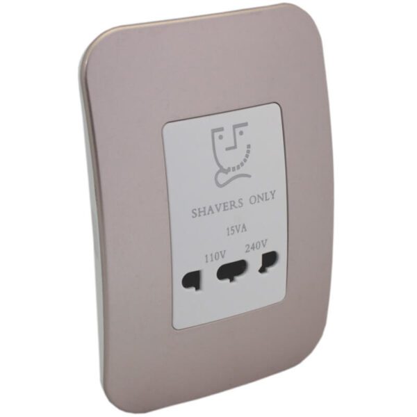 VETi 1 - Shaver Wall Socket - White + Champagne Complete