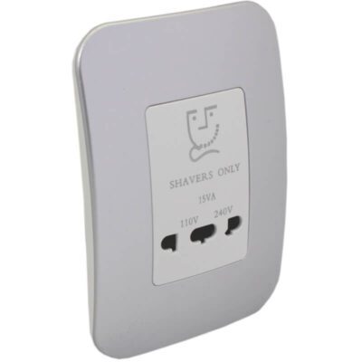 VETi 1 - Shaver Wall Socket - White + Silver Complete