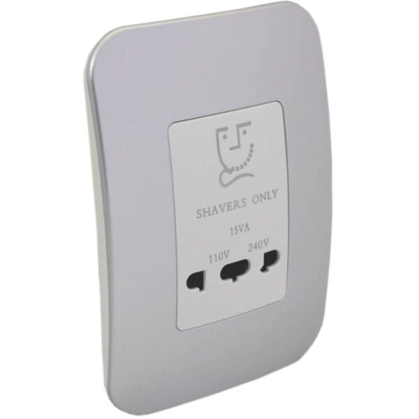VETi 1 - Shaver Wall Socket - White + Silver Complete