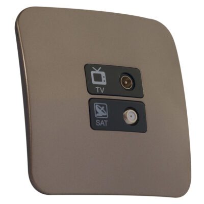 VETi 1 - TV and Satellite Socket Outlet - Black + Bronze Complete
