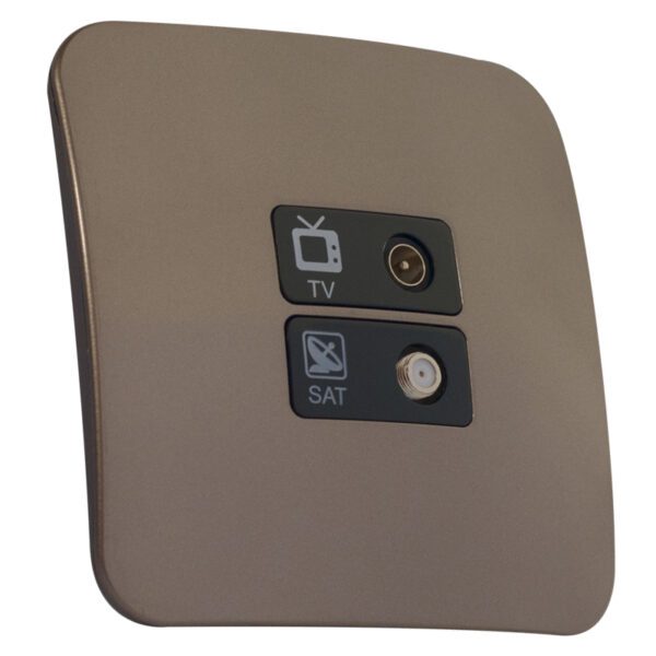 VETi 1 - TV and Satellite Socket Outlet - Black + Bronze Complete