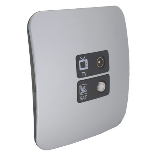 VETi 1 - TV and Satellite Socket Outlet - Black + Silver Complete