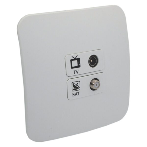 VETi 1 - TV and Satellite Socket Outlet - White Complete