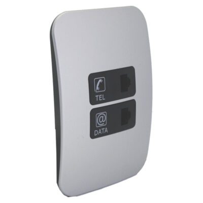 VETi 1 - Telephone and Data Socket - Black + Silver Complete
