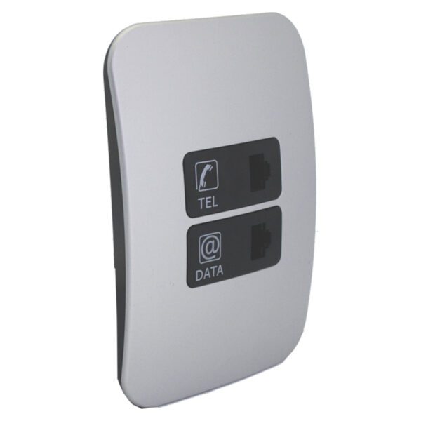 VETi 1 - Telephone and Data Socket - Black + Silver Complete