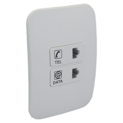 VETi 1 - Telephone and Data Socket Outlet - White Complete