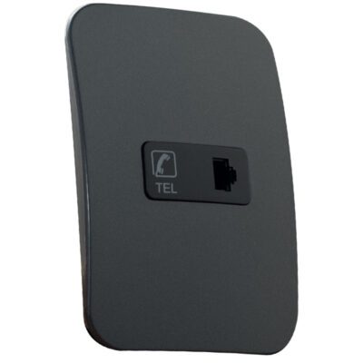 VETi 1 - Telephone Socket Outlet - Black + Gun Metal Complete