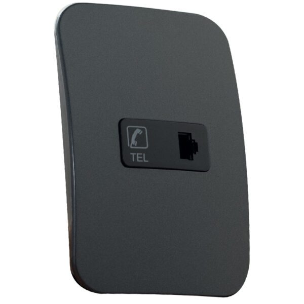 VETi 1 - Telephone Socket Outlet - Black + Gun Metal Complete