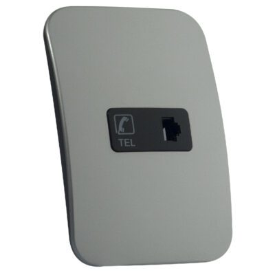 VETi 1 - Telephone Socket Outlet - Black + Silver Complete