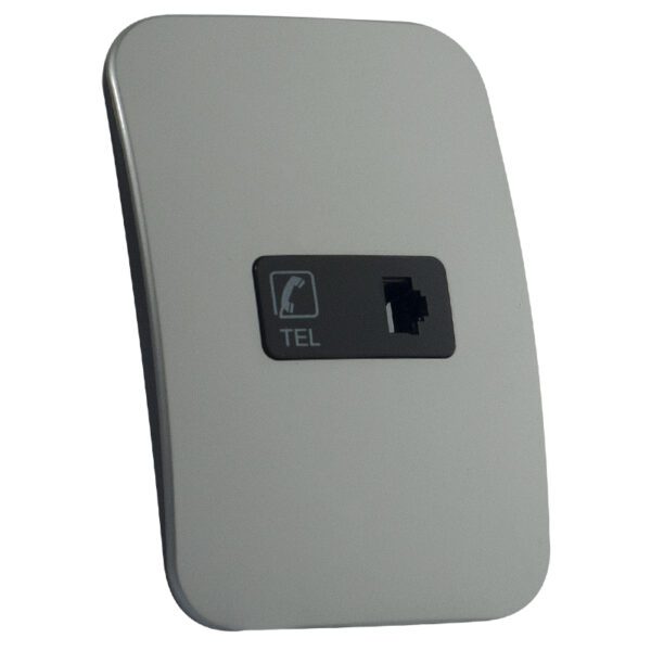VETi 1 - Telephone Socket Outlet - Black + Silver Complete