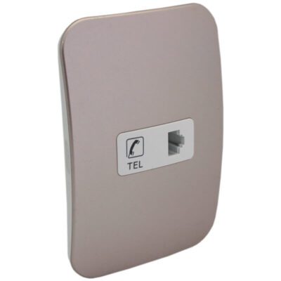 VETi 1 - Telephone Socket Outlet - White + Champagne Complete