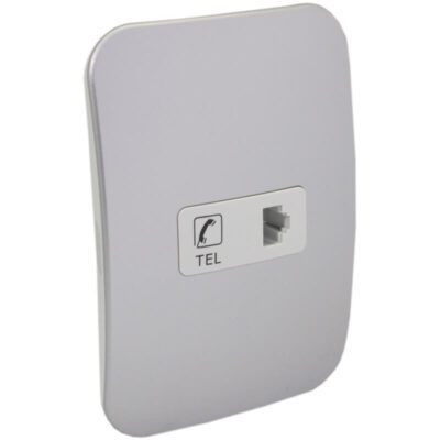 VETi 1 - Telephone Socket Outlet - White + Silver Complete