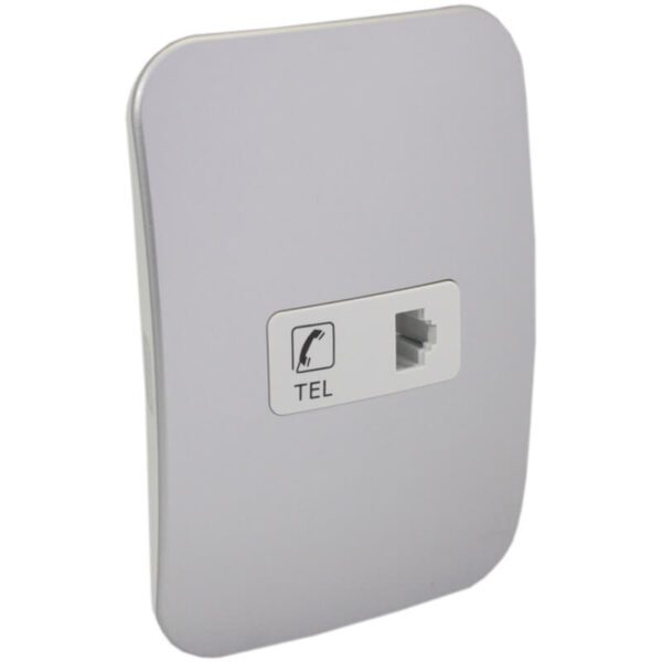VETi 1 - Telephone Socket Outlet - White + Silver Complete