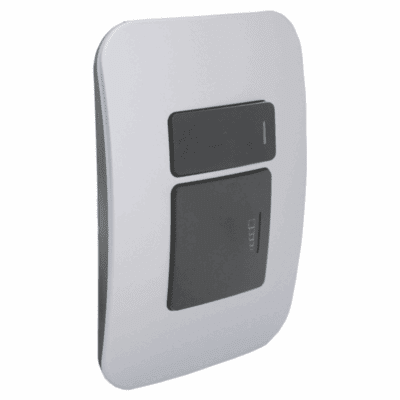 VETi 1 - 2-Way Universal Push Button Dimmer with Locator Switch - Black + Silver Complete