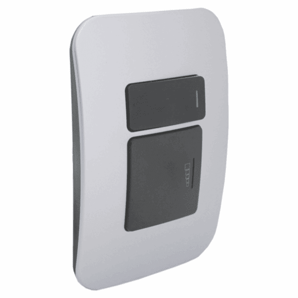 VETi 1 - 2-Way Universal Push Button Dimmer with Locator Switch - Black + Silver Complete
