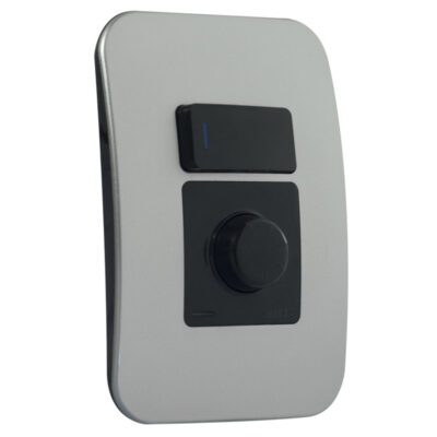 VETi 1 - Rotary Dimmer with Locator Switch - Black + Silver Complete