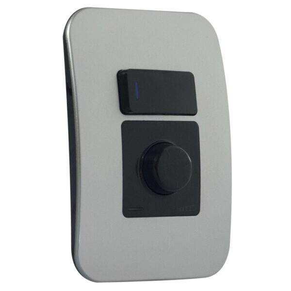 VETi 1 - Rotary Dimmer with Locator Switch - Black + Silver Complete