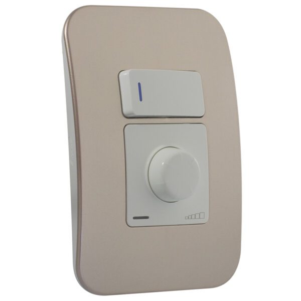VETi 1 - Rotary Dimmer with Locator Switch - White + Champagne Complete