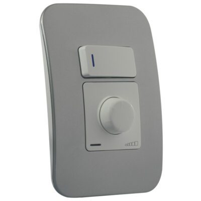 VETi 1 - Rotary Dimmer with Locator Switch - White + Silver Complete