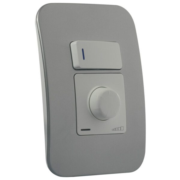 VETi 1 - Rotary Dimmer with Locator Switch - White + Silver Complete
