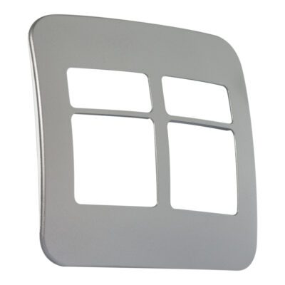 VETi 1 - Four Module Cover Plate White Trim (2 Single, 2 Double) - Silver Modular