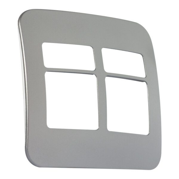 VETi 1 - Four Module Cover Plate White Trim (2 Single, 2 Double) - Silver Modular
