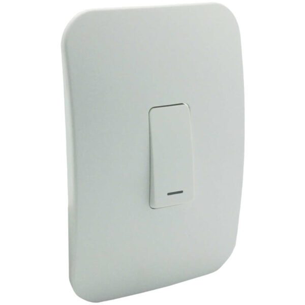 VETi 1 - Bell Press Light Switch - White Complete