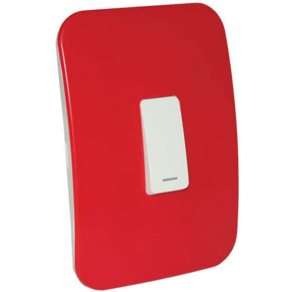 VETi 1 - One Lever One-Way White Switch - White + Red Complete