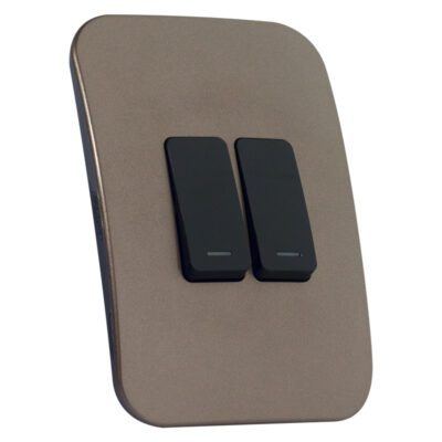 VETi 1 - Two Lever One-Way Light Switch - Black + Bronze Complete