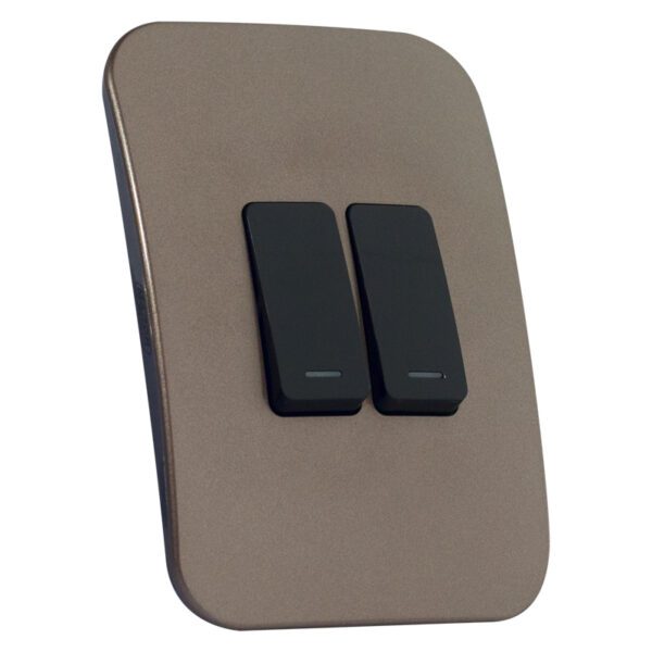 VETi 1 - Two Lever One-Way Light Switch - Black + Bronze Complete