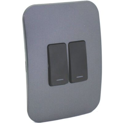 VETi 1 - Two Lever One-Way Light Switch - Black + Gun Metal Complete